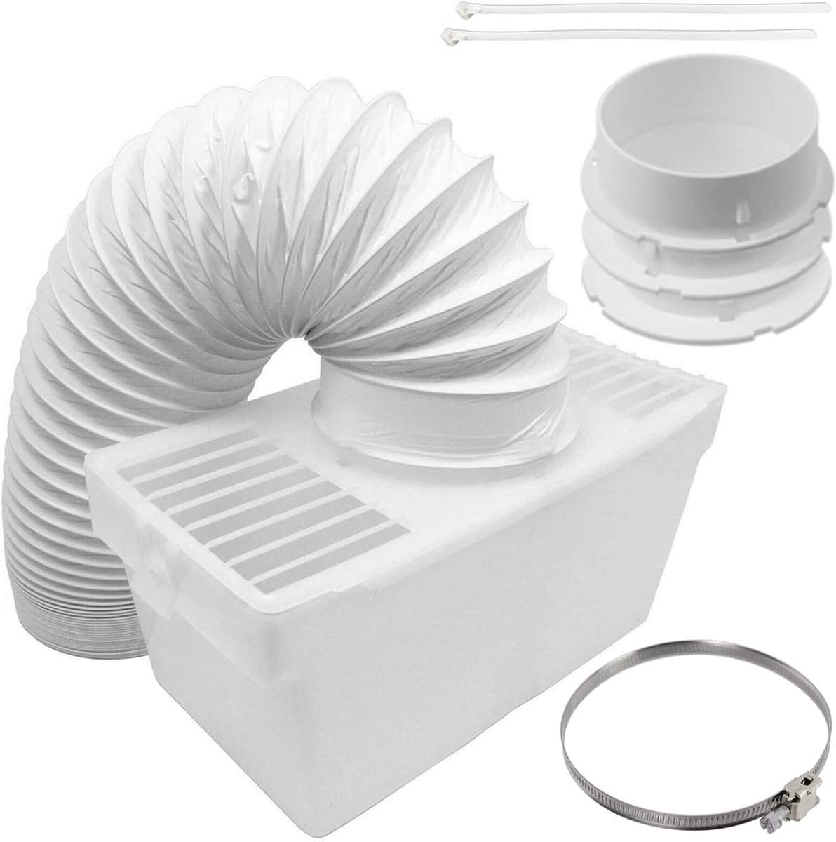 Condensor Slang Kit Droger Ontluchting Vocht Afvoeren Wandmontage Vent Box 100mm Diameter Wit