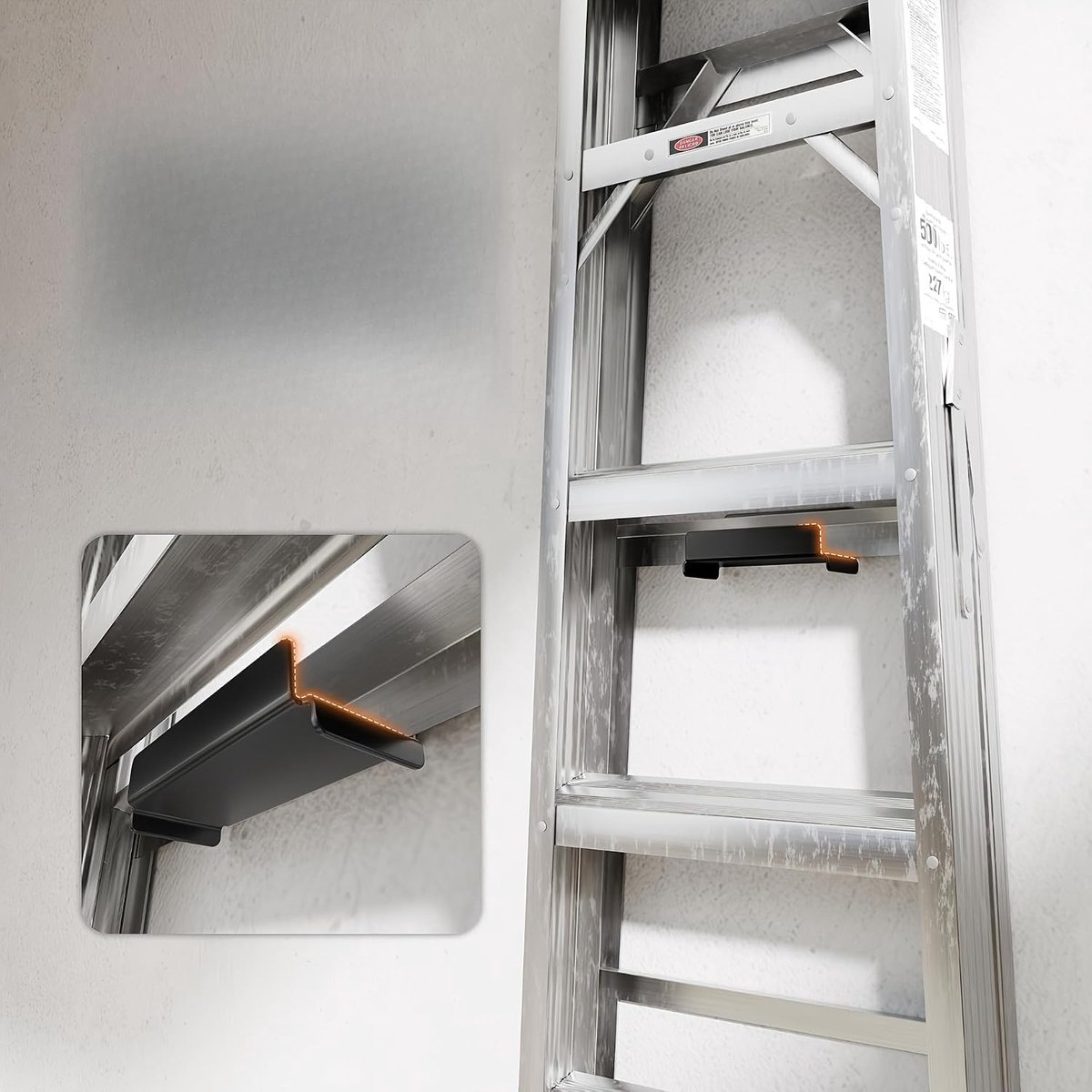 Ladderhaken - Opbergrek - Garage organiseren - Heavy Duty Staal - 2 stuks - Zwart
