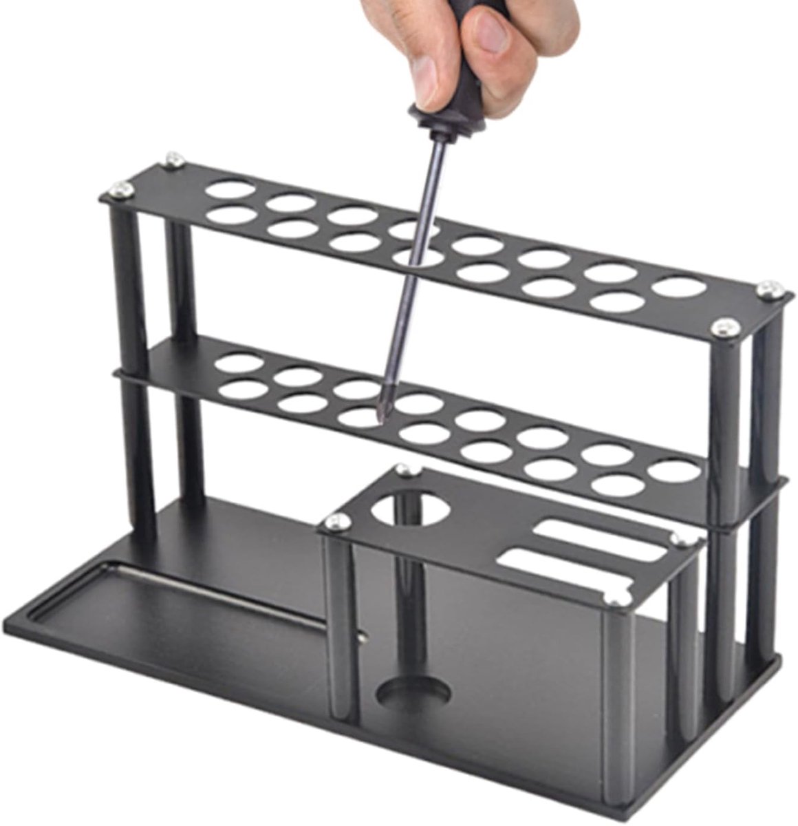 Gereedschap Organizer - Schroevendraaier Houder - Werk Efficiëntie - Ingebouwde Schroefbak - 22 x 11.3 x 3.2 cm - Zilver