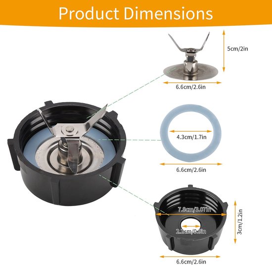 Sapcentrifuge Messen Roestvrij Staal - Vervangende Messen - Reserveonderdelen - Blender Basis - Afdichtring - Herbruikbaar en Eenvoudig te Reinigen — afbeelding 3