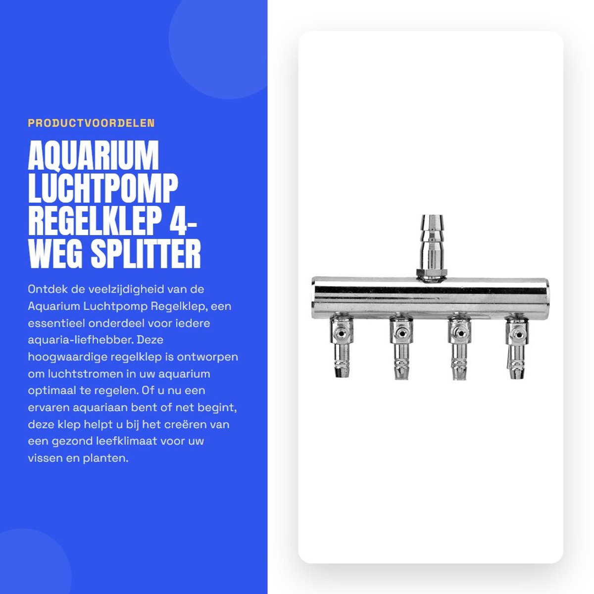 Air Pump Manifold - Verstelbare Aquarium Luchtcontroleventielen - RVS Aquarium Aviation Splitter - Luchtcontroleventiel voor Aquarium - Aquarium Accessoires - 4 Wegen - Luchtpomp Toebehoren