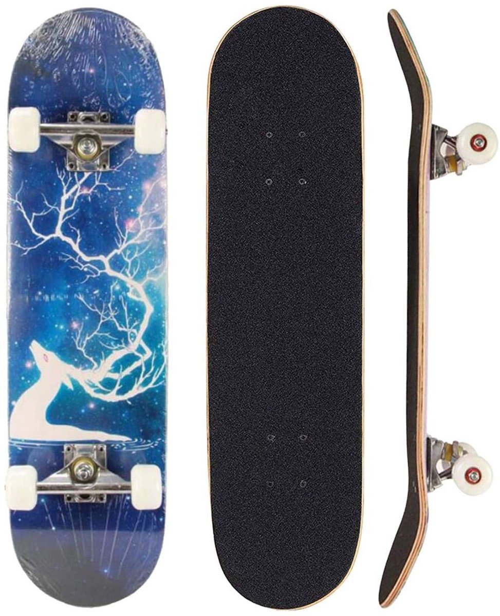 Dailygoods- Skateboard 31 inch - 9-laags Esdoornhout - Beginners/Professionals - Trucs/Stunts - Maximaal Draaggewicht 100 kg - Ideaal voor Stabiliteit en Grip - Skateboarddeck