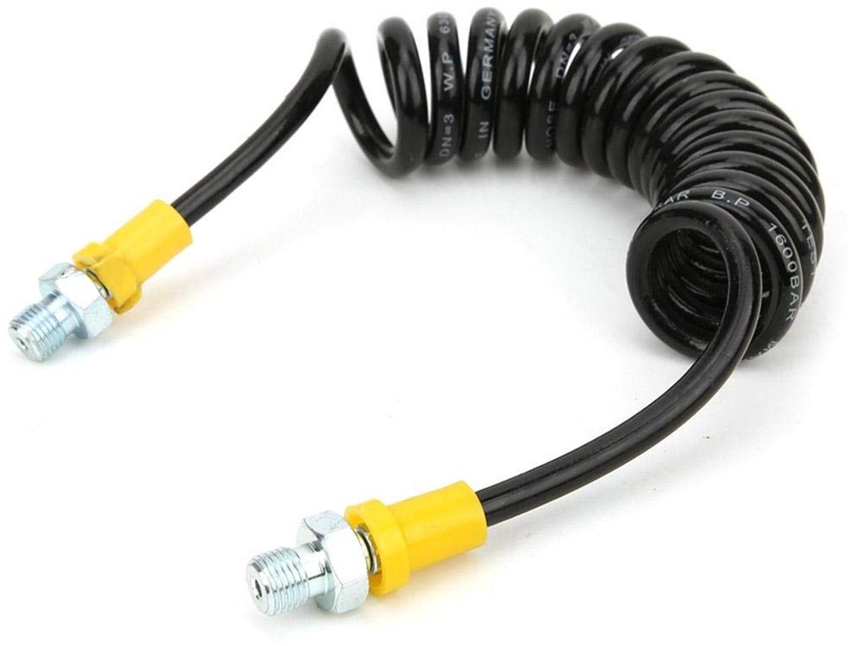 Dailygoods- Spiraalslang 1,5m Hoge Druk - Compressorslang - Flexibele Slangbuis - Hogedrukbestendige Koppelingen - Ondersteuning voor 30mpa Luchtcompressor - Eenvoudig te Installeren - Luchtcompressorslang