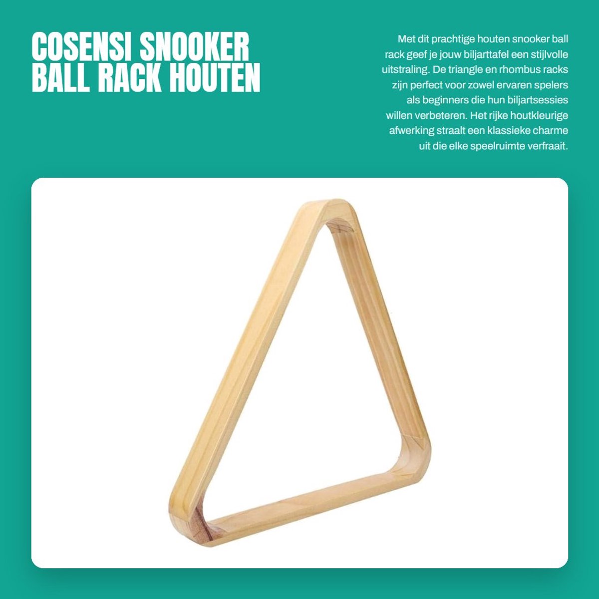 Dailygoods- Snookerbalrek Houten Driehoek/Ruit - Hoogwaardige Houten Constructie - Duurzaam - Elegant Retro Ontwerp - Voor Biljarttafels - Biljartrek