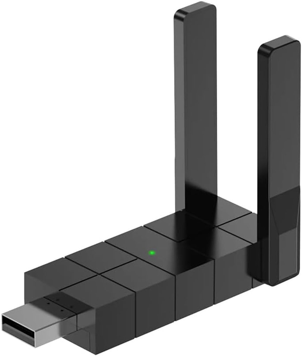 USB WiFi-adapter - Draadloze Netwerkadapter - Internet Verbinding - Dual Band - 1300 Mbps - Zwart