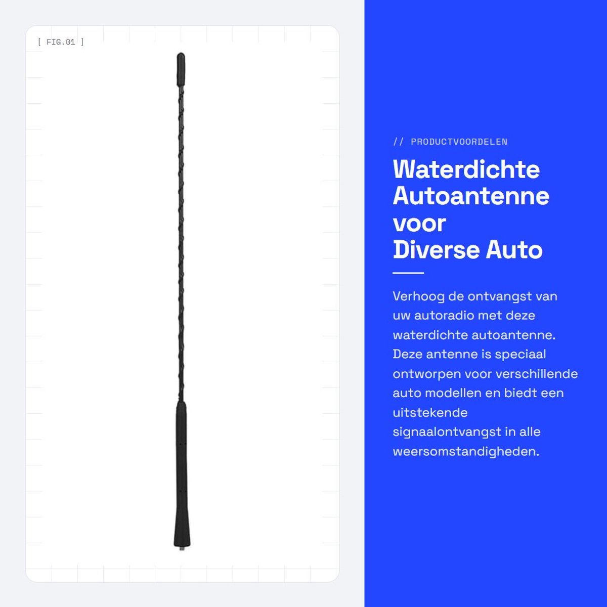 Dailygoods- Autoantenne Waterdicht - Antenne Staaf - Schroef - 12V - Zwart - Voor diverse modellen - Levensduur 20.000 uur