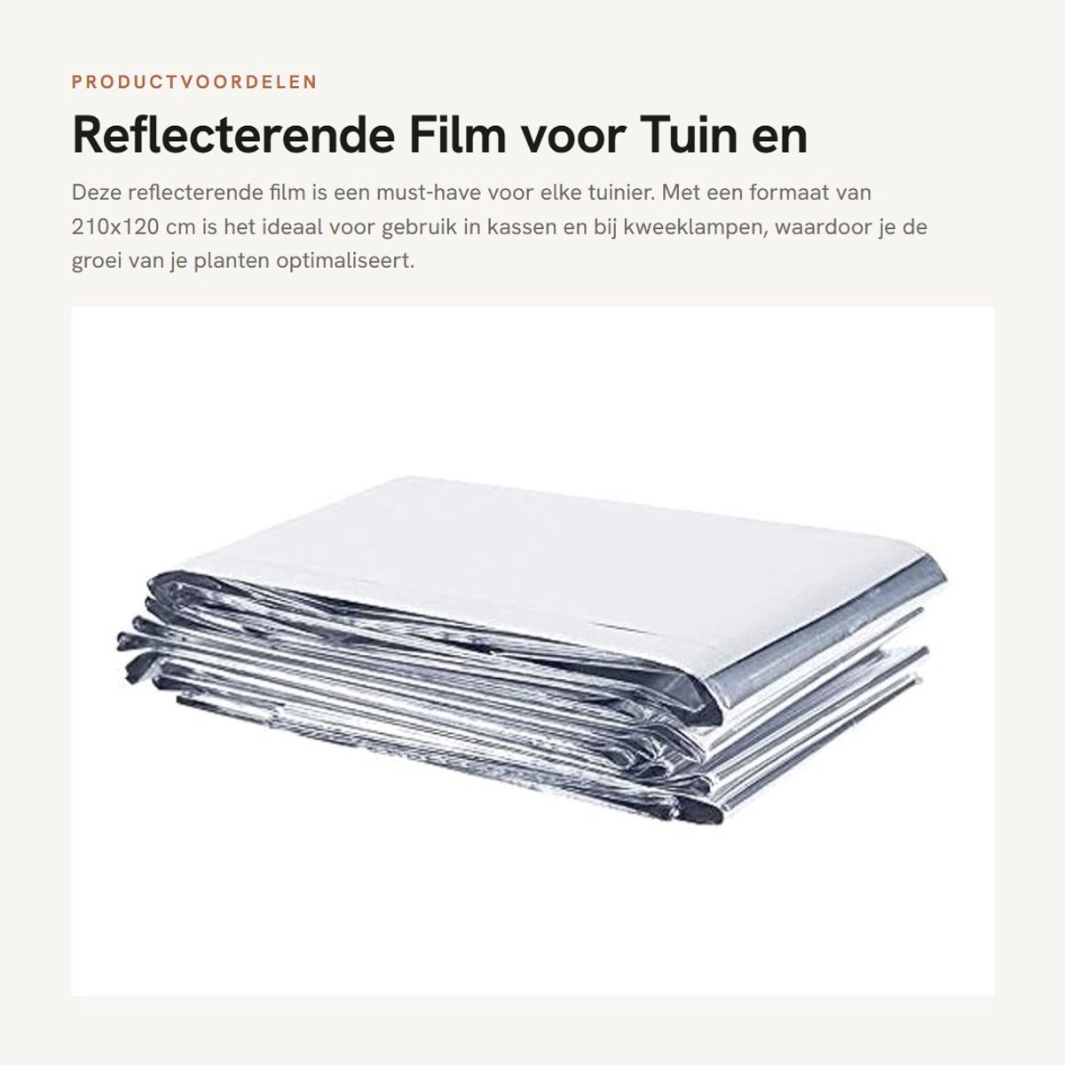 Dailygoods- Reflecterende Film 210 x 120 cm - Opvouwbaar - Bekledingsvellen - Tuinkas Accessoires - Kweeklamp - Comfortabel Ontwerp - Tuinkasfolie