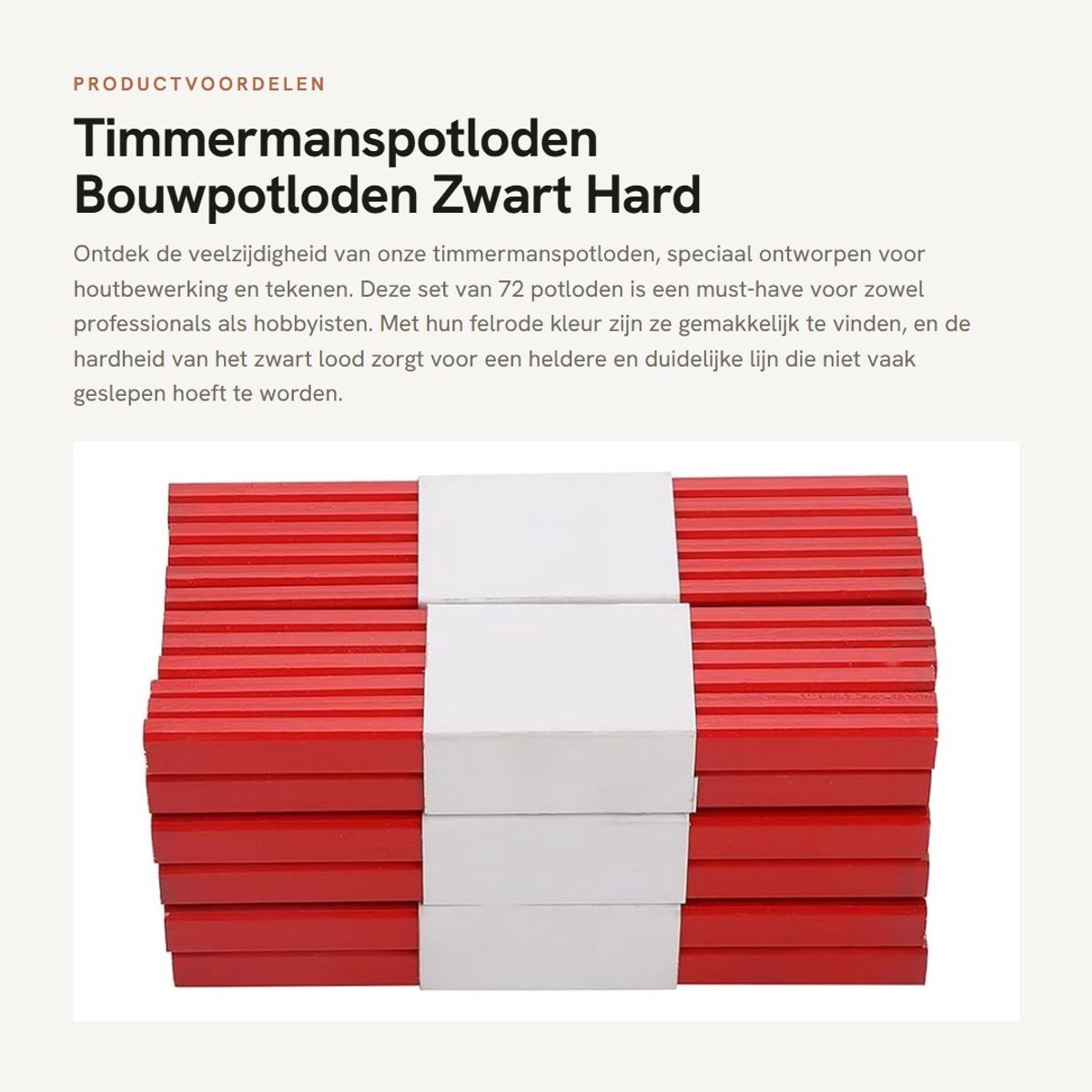 Dailygoods- Bouwpotloden 72 Stuks - Houten/Lood - Rood - Achthoekig - Schrijfkwaliteit - Scherp en Duurzaam - Potloden