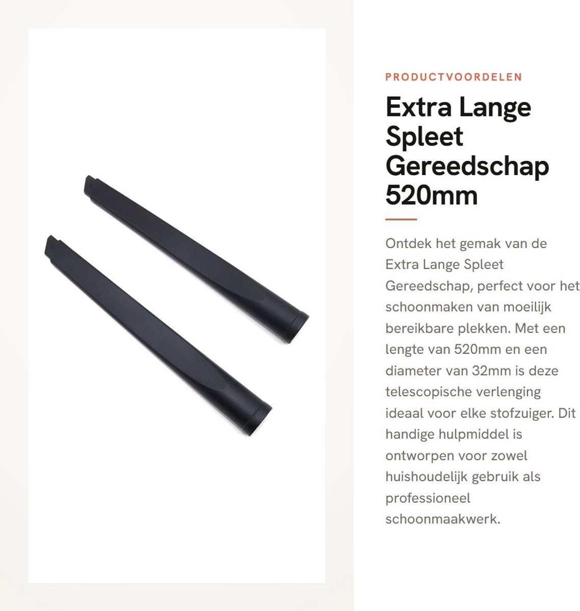 Dailygoods- Gap Borstel 520mm - Verstelbare Spleet Tool - Stofzuigeraccessoires - Telescopische Verlenging - Geschikt voor 32mm Diafragma - Premium Kwaliteit - Stofzuigeraccessoire