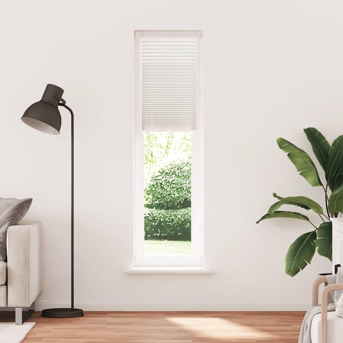 Geplooide Jaloezie - Plissé Gordijn - Zonwering Raam - Boren Vrij - 60x200 cm - Wit