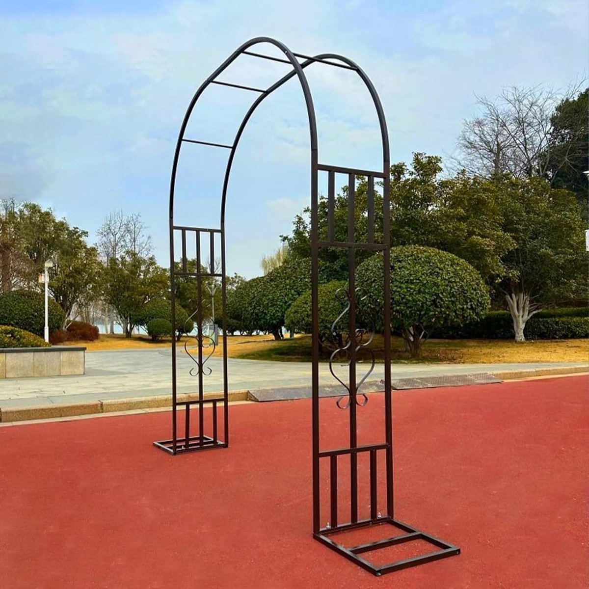 Metalen Rozenboog - Tuin Prieel - Klimplanten Ondersteunen - Roestvrij Staal - 230 cm Hoog - Zwart
