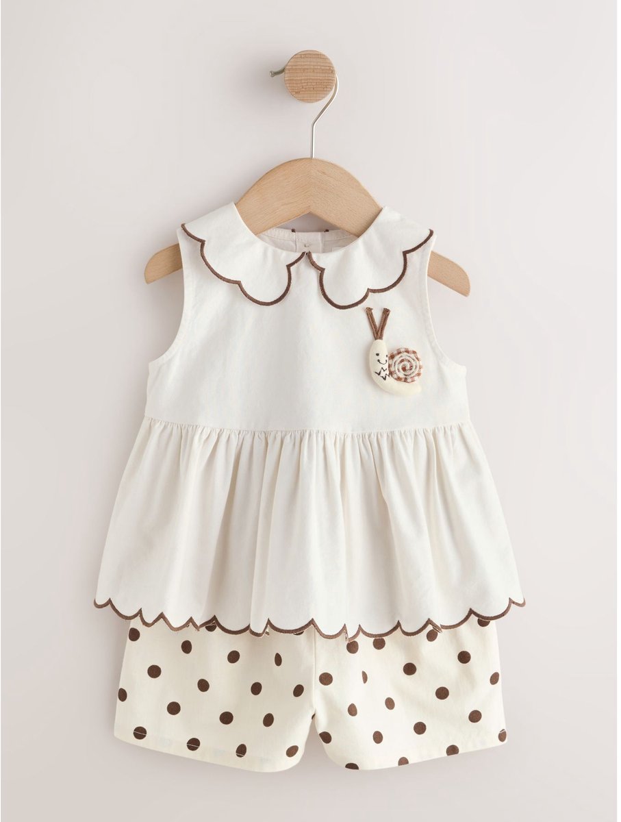 Next - Meisjes - Blouse en short set - Crème