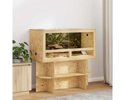 Terrarium - Reptielenverblijf - Huisdieren Houden - Inclusief Thermometer - 100 x 50 x 50 cm - Bruin