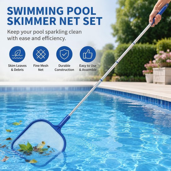 Dailygoods- Schepnet met telescoopstang 161 cm - Fijnmazig net - Vijver schepnet - Zwembad onderhoud - Algen verwijderen - Effectief reinigen van water - Vijverschepnet van Dailygoods — afbeelding 5