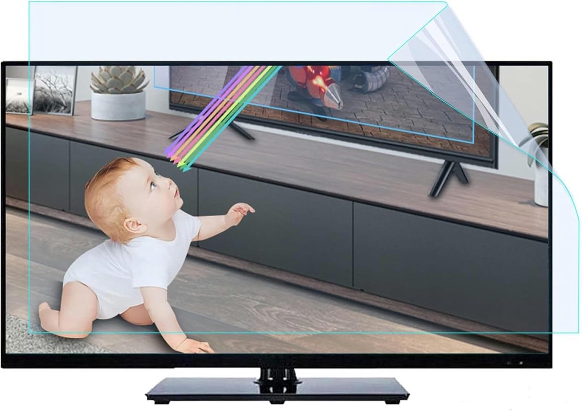 Schermbescherming TV - Anti-blauw licht folie - Oogcomfort verbeteren - Ontspiegelend mat effect - 55 inch 1211x682mm - Transparant