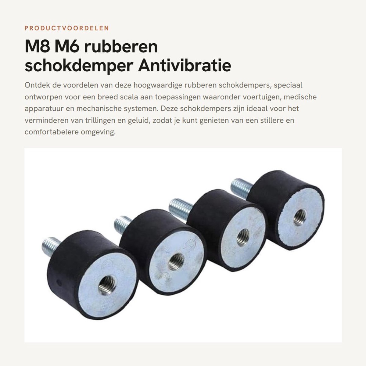 Dailygoods- Schokdemper Rubber - 4x M8/M6 Antivibratie - Montagebevestiging - Voertuig/Mechanische Apparatuur - Geschikt voor Luchtcompressoren/Dieselmotoren - 1-3 cm Foutmarge - Trillingsisolator