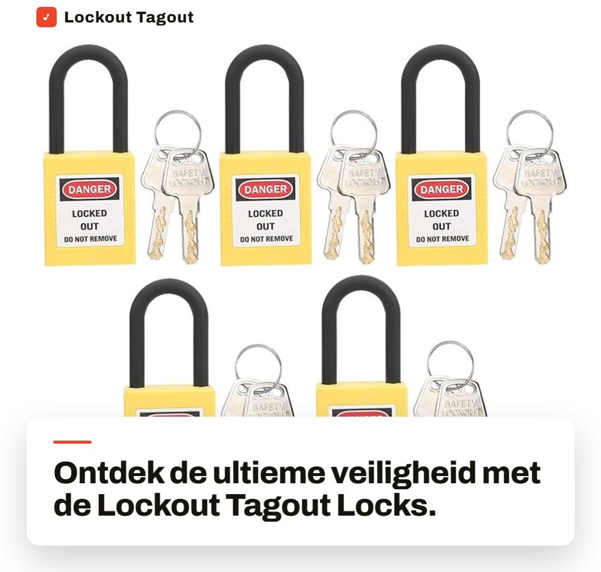 Dailygoods - Lockout Tagout Locks - Veiligheidslot - Geel - Lockout Padlock - Geschikt voor elektrische toepassingen - 5 Sets met 2 Sleutels