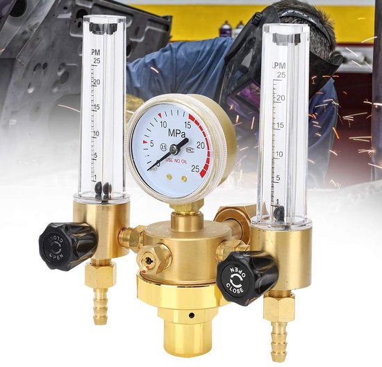 Vt products - Dubbele Uitgang Argon Regulator - Gas Drukregelaar - Duurzaam en Betrouwbaar - 5/8 Binnendraad - Lassen en Snijden - Geschikt voor Profe van Merkloos — afbeelding 4