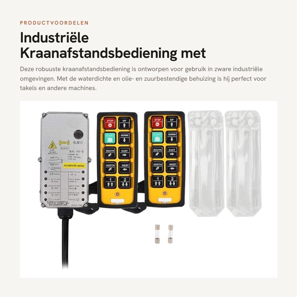 Dailygoods- Kraanafstandsbediening Waterdicht - Dubbele Handgreep - Valbestendig - Zuur- en Oliebestendig - RF-punt 800 MHz - Voor CNC/Liftmachines - Hijscontroller