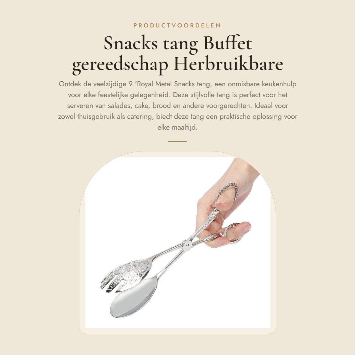 Dailygoods- Snacktang - Herbruikbare Voedselclips - Buffet Tang - Keuken Gereedschap - Zilver - Voor Party's en Catering - Voedselclip