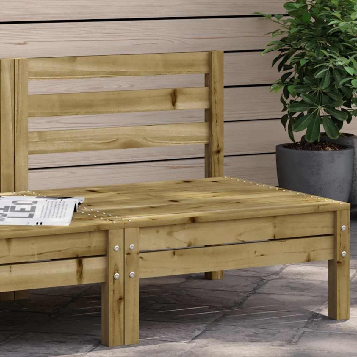 Houten tuinbank - Bank zonder armleuningen - Buiten zitten - Modulair ontwerp - 635 x 635 cm - Brons-C