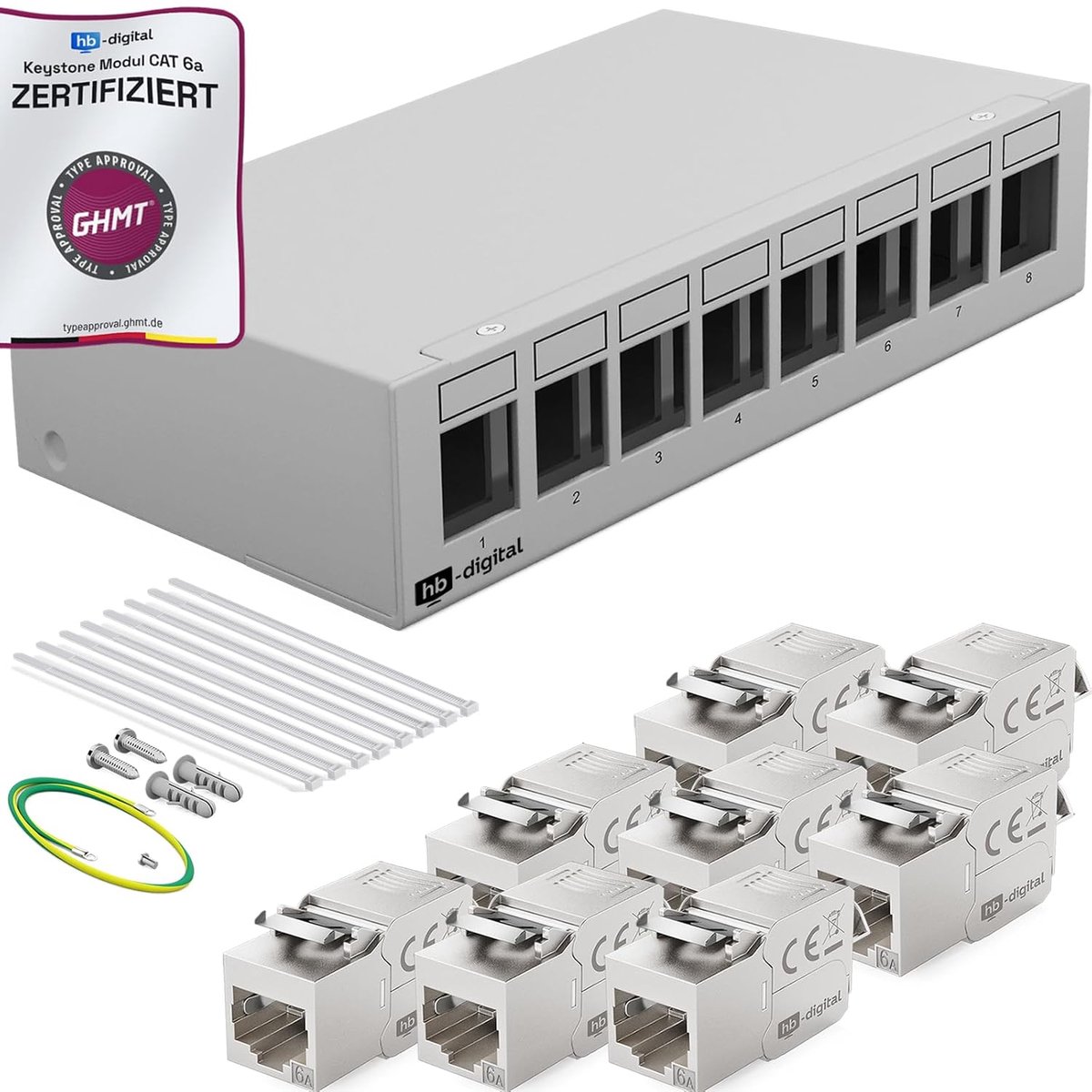 Patchpaneel - Verdelerveld netwerk - Netwerk uitbreiden - 10 Gbps snelheid - 8 poorts - Lichtgrijs