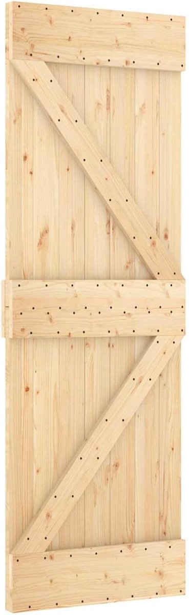 Houten Binnendeur - Paneeldeur Massief - Ruimte Verdelen - Ruimtebesparend Ontwerp - 70 x 210 cm - Natuurlijk