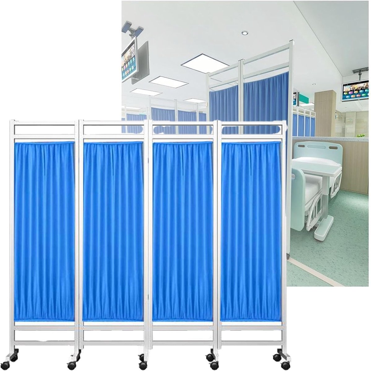 Opvouwbare Kamerverdeler - Mobiele Wand - Privacy Creëren - Met Zwenkwielen - 6ft Hoog - Blauw Roze