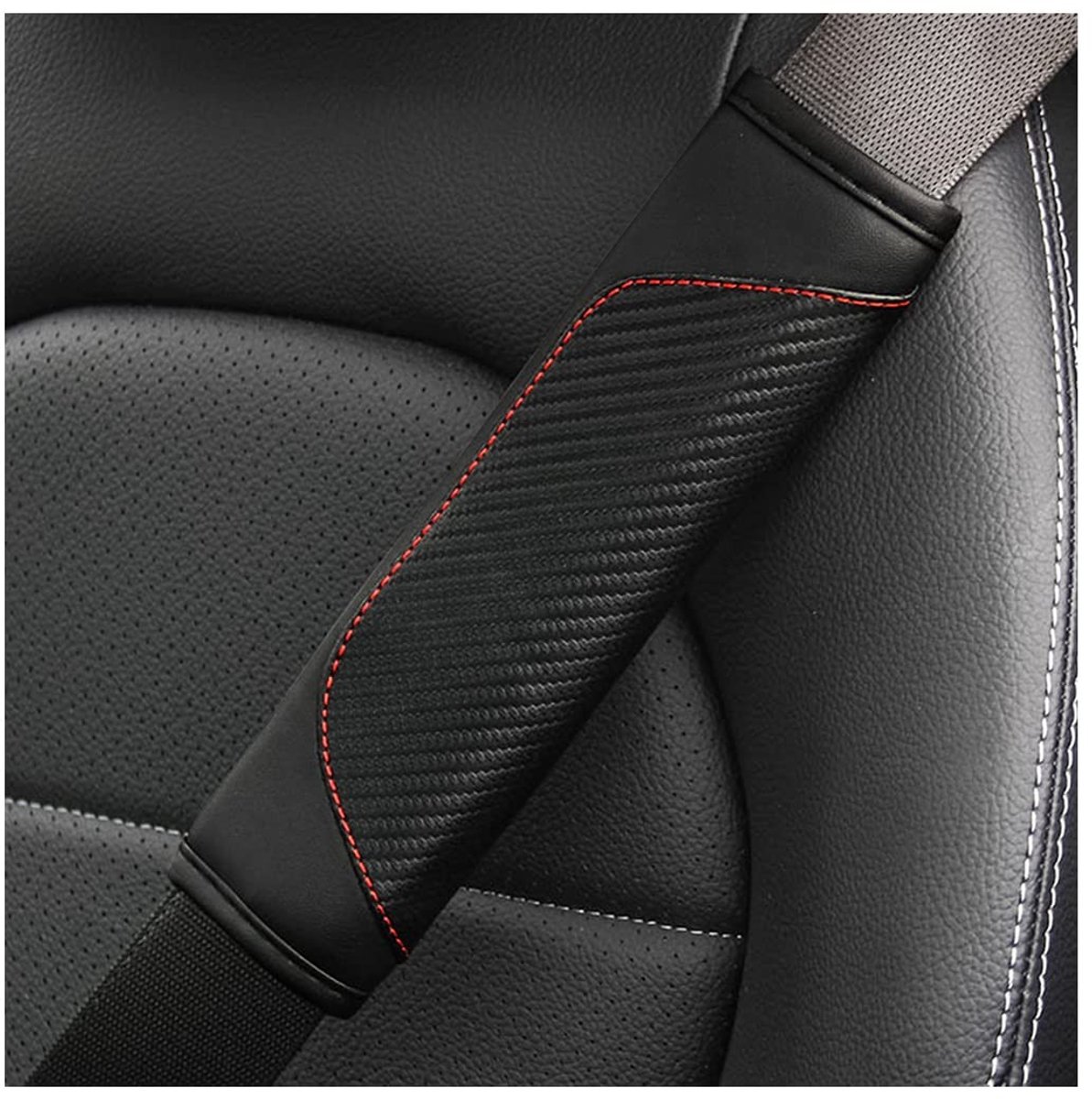 Dailygoods- Autogordelbeschermers 2 Stuks - Zachte Schoudervullingen - Veiligheidsgordelbeschermers - Universele Autogordelbeschermers - Duurzaam PU-leer - Comfortabele Sponsvoering - Gordelvulling