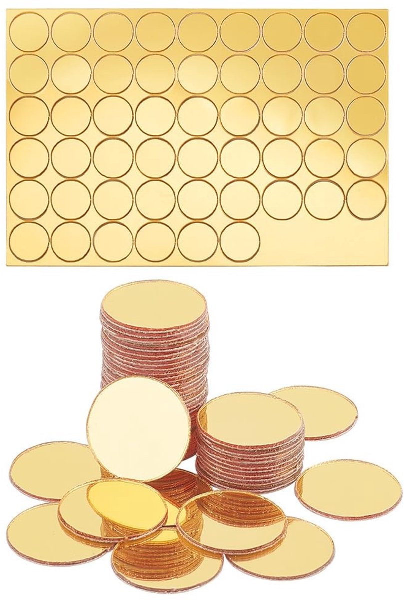 Dailygoods- Spiegels Gouden Ronde 100 Stuks - Acryl Spiegelcirkels - Zelfklevend - Decoratief - Voor Doe-Het-Zelf Projecten - 19,5 mm Diameter - Decoratieve Spiegels