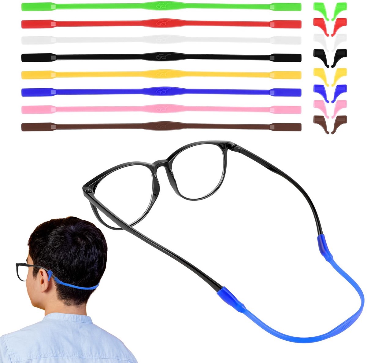 Dailygoods- Brillenband 8 Stuks - Siliconen Oor Grip Haken - Antislip - Verstelbaar - Duurzaam - Zacht en Comfortabel - Brillenkoord