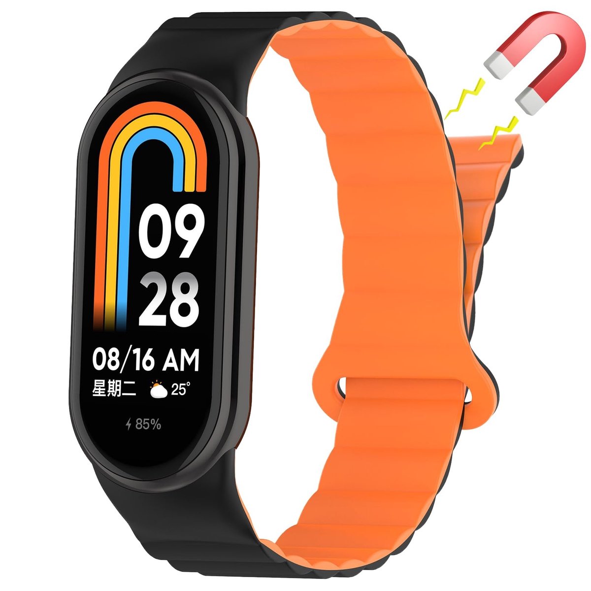 Dailygoods- Horlogeband Siliconen - Compatibel met Xiaomi Smart Band 8 - Magneetsluitband - Zachte siliconen - Duurzaam - Comfortabele draagervaring - Smartwatchband