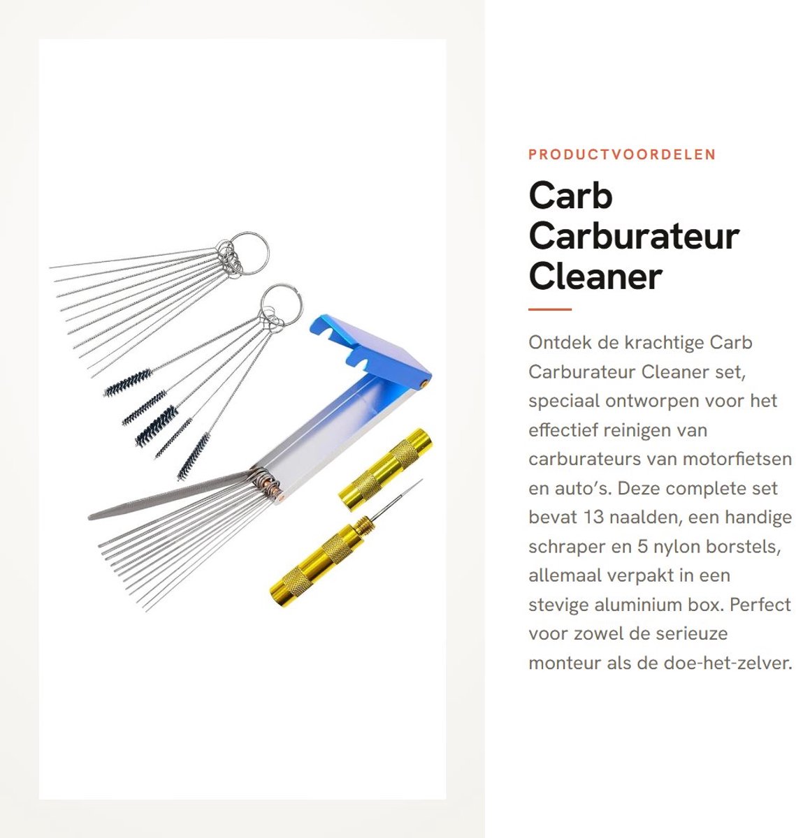 Dailygoods- Carburateur Cleaner - Roestvrij Staal - 10 stks Nylon Borstels - 13 stks Reinigingsnaalden - Schraper - Lichtgewicht en duurzaam - Reinigingsset