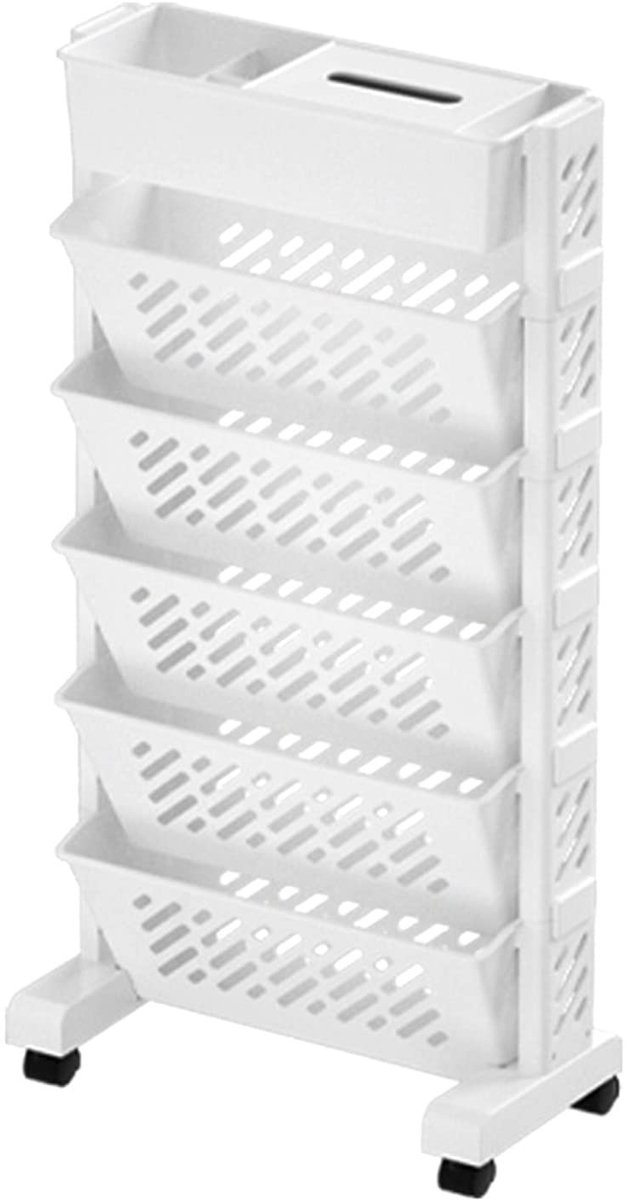 Dailygoods- Boekenrek Draaibaar - Opbergrek met Wielen - Meerdere Lagen - Opslag voor Studieboeken - Stabiele Structuur - Ruimtebesparend