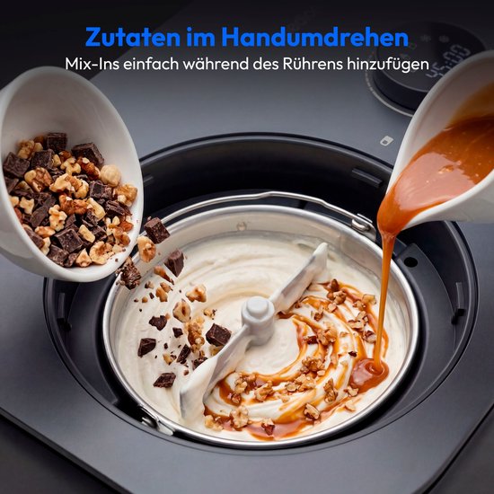 MEDION IJsmachine, Capaciteit voor 1 L ijs, Geen voorkoelen nodig, LED-display met sensor-touch, Uitneembare aluminium ijscontainer, Geschikt voor ijs, yoghurt en slush van Medion — afbeelding 3