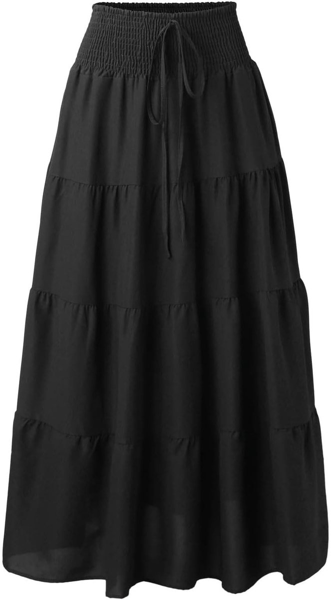 Dailygoods- Maxi-rok hoge taille - 2-in-1 rok - A-lijn - Ruches - Lange rok - Trekkoord - 95% polyester