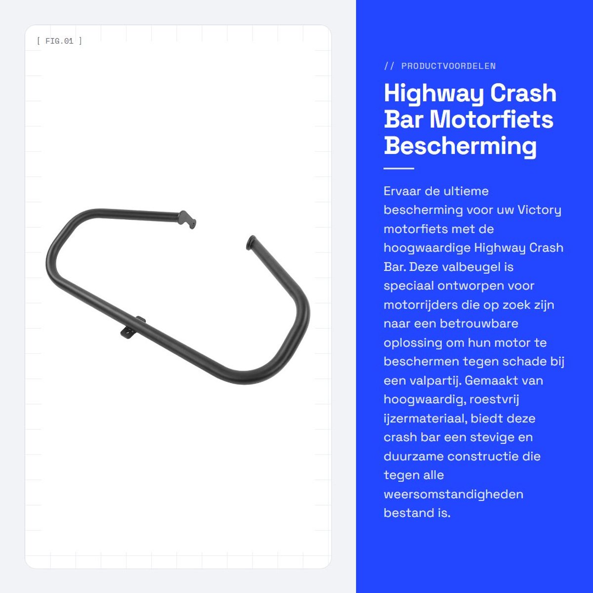 Dailygoods- Crash Bar Duurzame Ijzeren Constructie - Eenvoudige Installatie