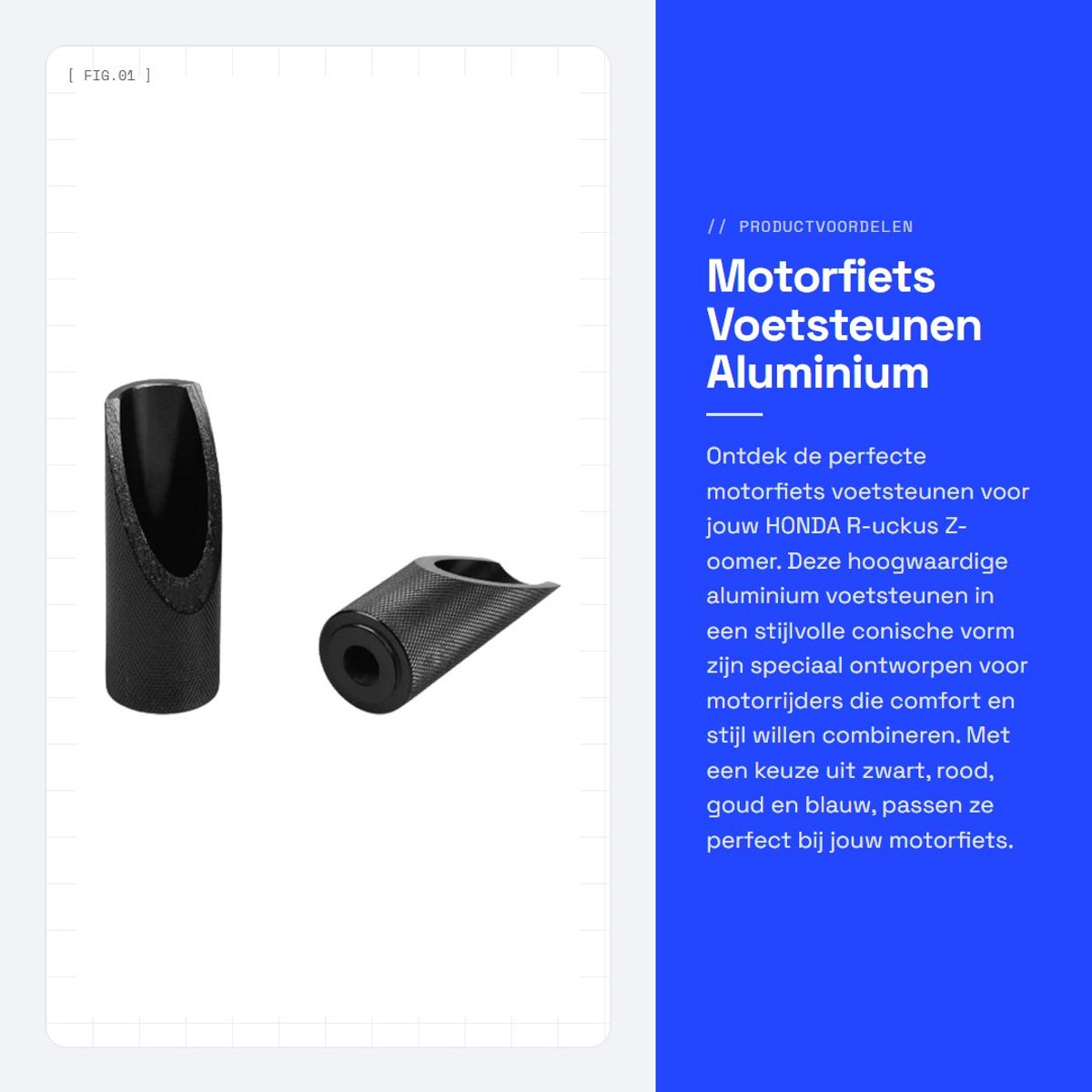 Dailygoods- Voetsteunen Aluminium - 2 Stuks - Conische Vorm - Zwart/Zilver/Goud/Rood/Blauw - Geschikt voor Motorfiets - Duurzaam Materiaal - Motorfietssteunen