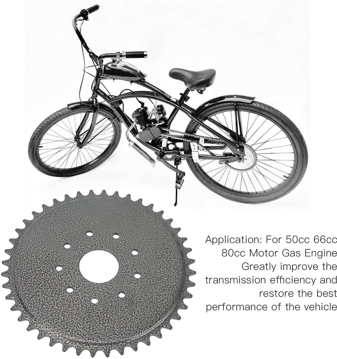 Dailygoods- Motortandwiel 44-tands - Bevestigingsset 9 Gaten - Hoge prestaties - Verbeterde transmissie - Geschikt voor 50cc motoren - Buitendiameter 180 mm - Tandwiel