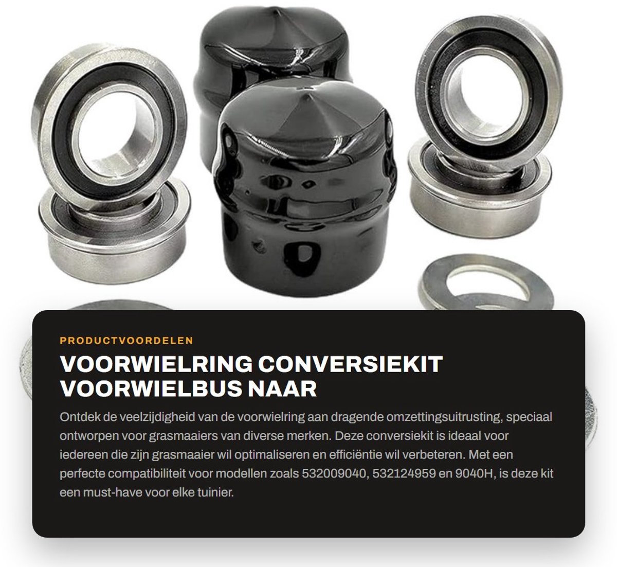 Dailygoods- Voorwielring - Dragende Omzettingsuitrusting - Conversiekit - Compatibel met Craftsman/Poulan/Husqvarna/Jonsered - Metaal/Rubber - Inhoud: 1 set - Wielbus