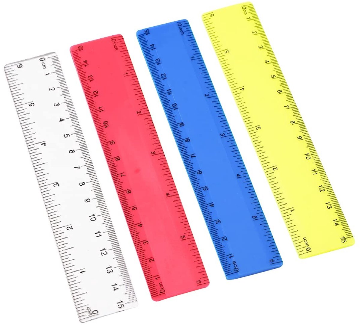 Dailygoods- Liniaal 15 cm - 4 Stuks - Kunststof - Gekleurde Liniaal - Duurzaam - School/Office Tool - Perfect Cadeau - Heerser