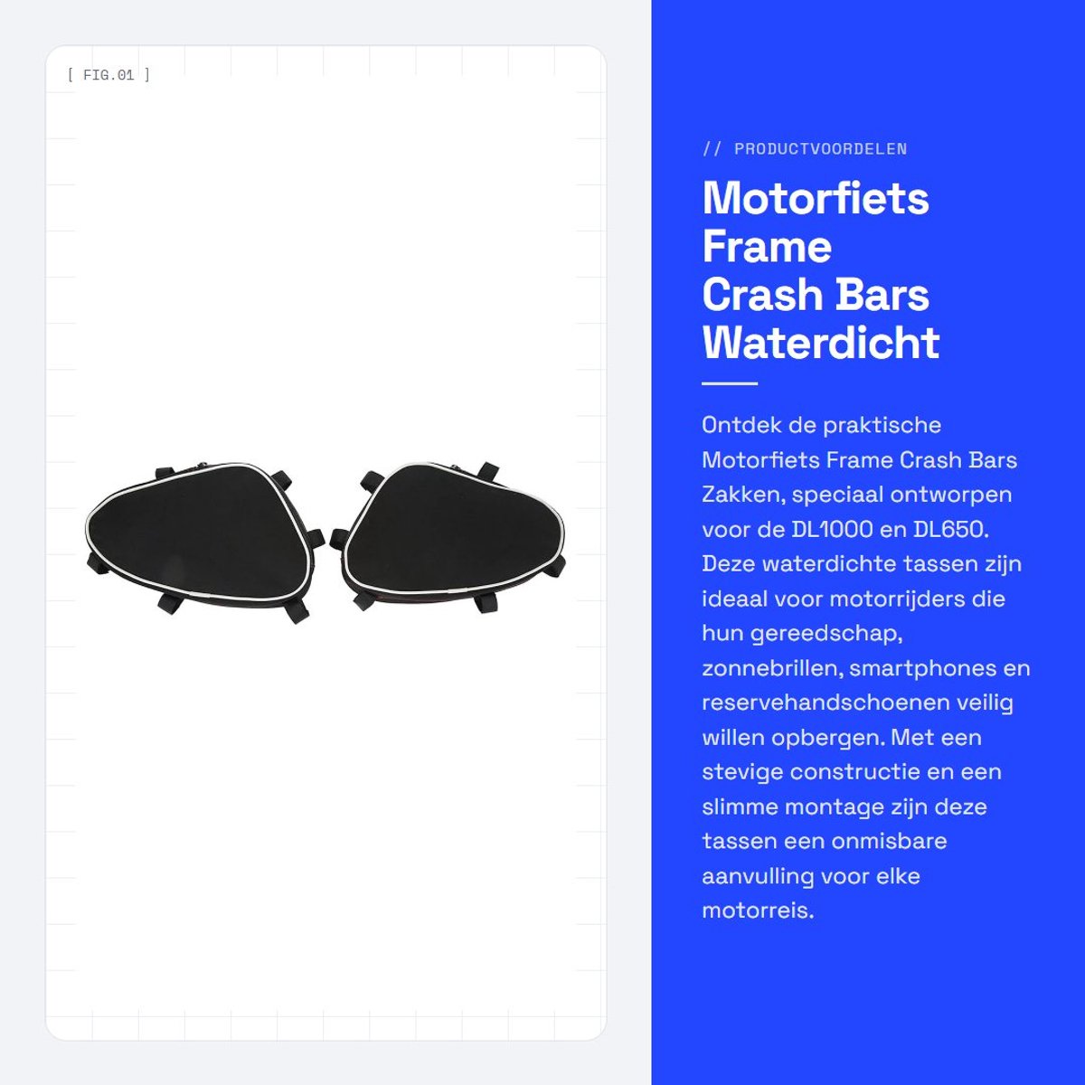 Dailygoods- Crash Bars Waterdicht - Motorfiets Bumperframe Tas - 2 Stuks - Vervanging voor DL650/DL1000 - Duurzaam Materiaal - Extra Opbergruimte - Motorfiets Tassen