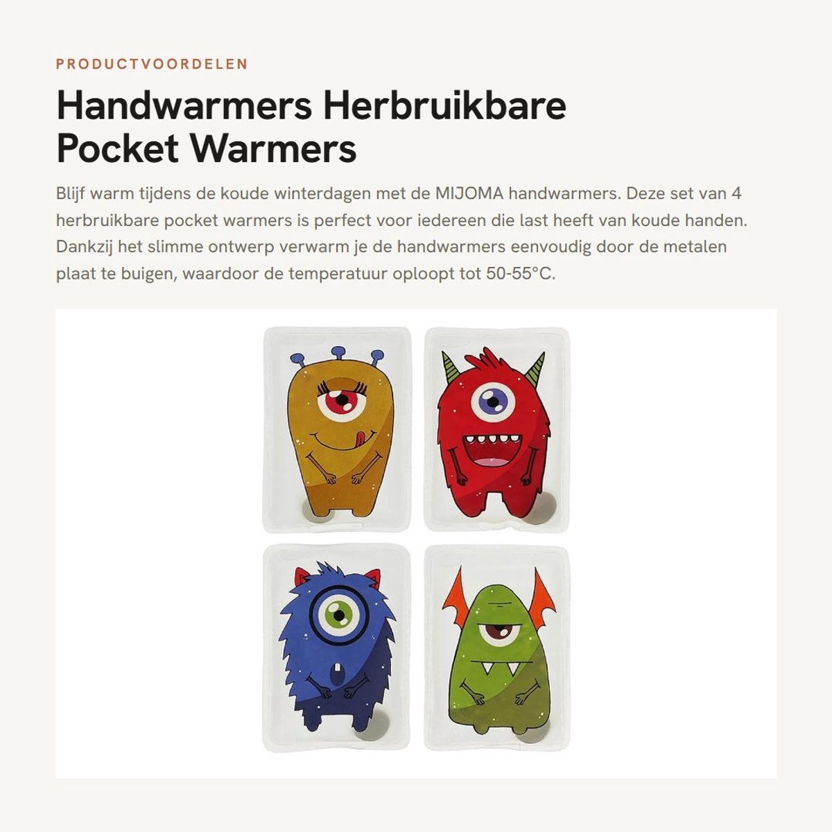 Dailygoods- Handwarmers Oplaadbaar - Herbruikbare Handwarmers - Set van 4 - Tot 55 °C Warmte - Huidvriendelijke Kunststof Hoes - Stijlvolle Motieven - Zakwarmers