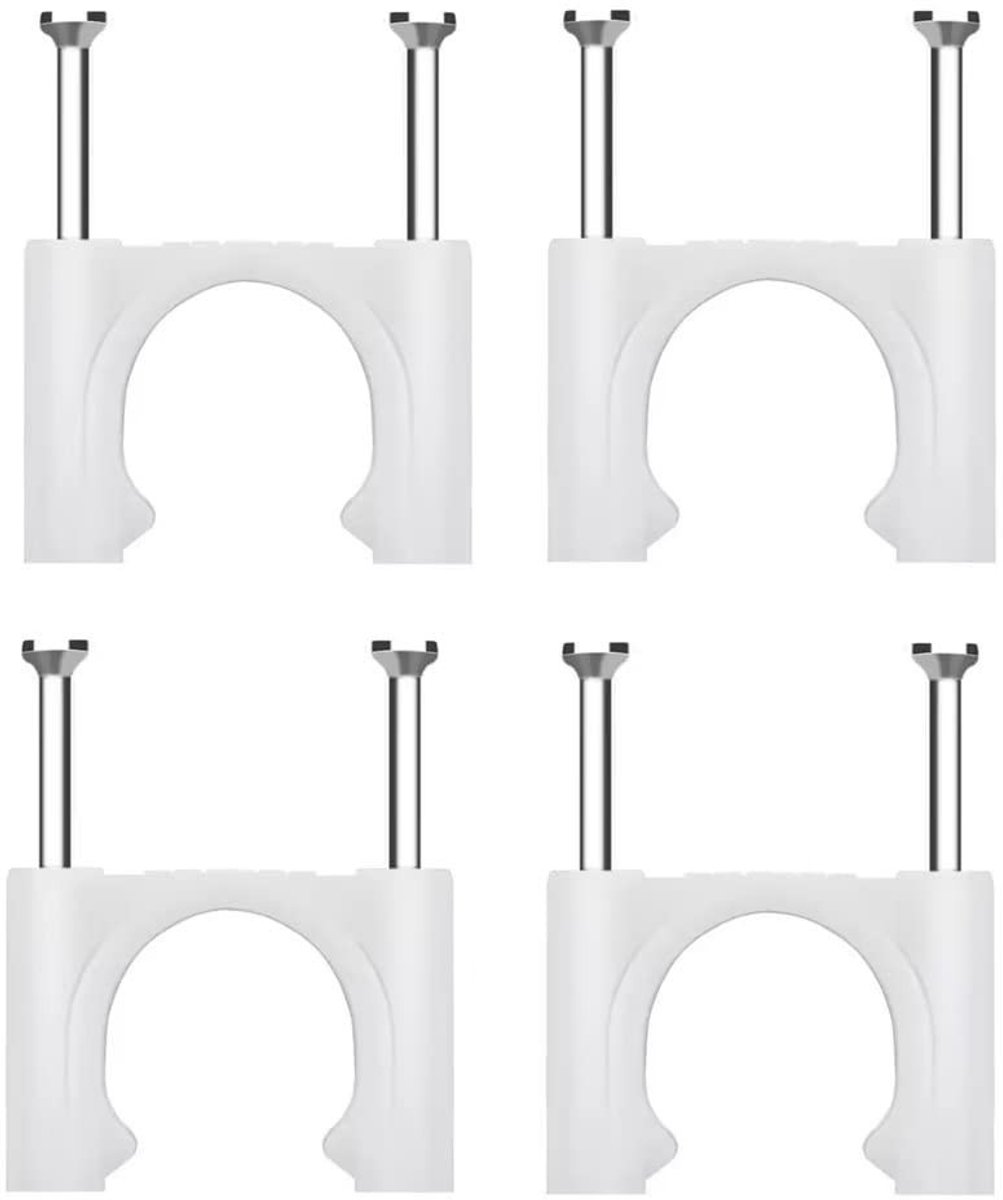 Dailygoods- Kabelklemmen Sterk - Zelfklevend - Stalen Nagels - Wit - 25 Stuks - PE Materiaal - Voor Netjes Bevestigen van Draden - Draadklemmen