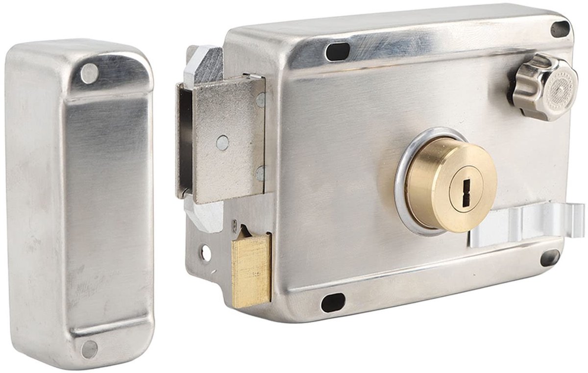Dailygoods- Poortslot Antidiefstal - Mechanisch Slot - Roestvrij Staal - Compleet Gereedschap - Veiligheidsslot met Handgreep - Geschikt voor Stalen/Houten Deuren