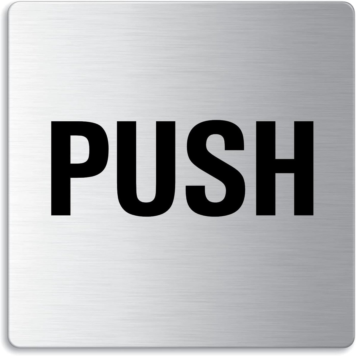 Deurbordje Push - Aanduiding Deur - Instrueren Bezoekers - Zelfklevend RVS - 85x85 mm - Zilver