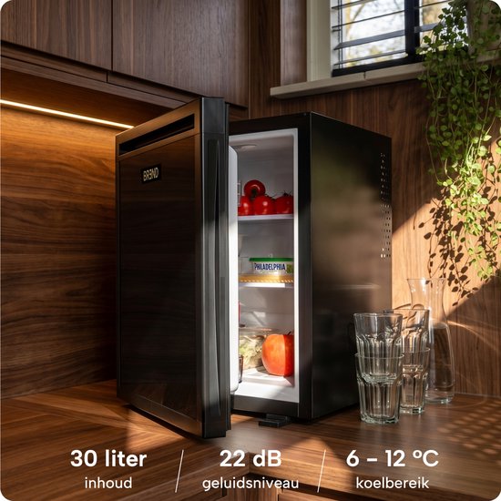 Mini Koelkast Vrijstaand 30 Liter - Tafelmodel Fridge met Instelbare Temperatuur - Minibar met Verstelbare Deurrichting - Zwart - BREND BR-2225 van MINI — afbeelding 5