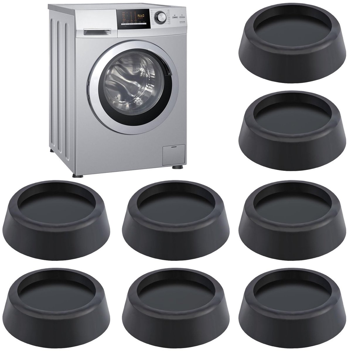 Trillingsdempers wasmachine - 8 stuks zwart - Anti-vibratie voeten - Demper voor droger/koelkast .
