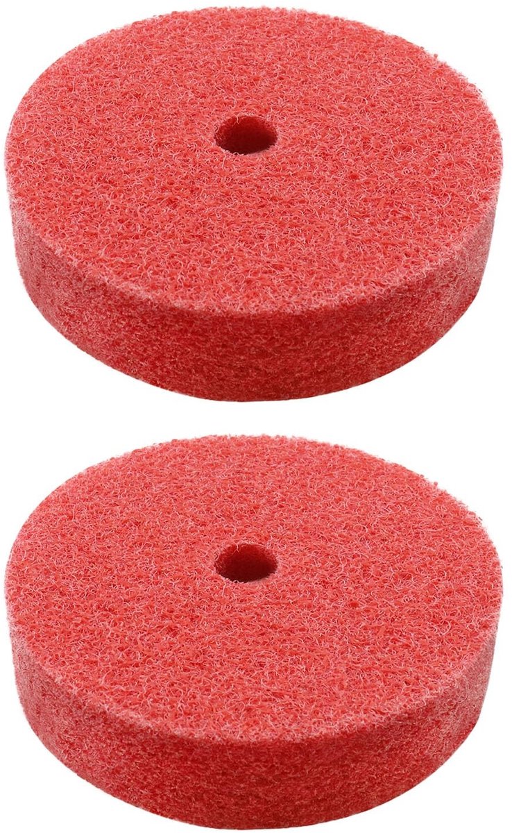 Dailygoods- Polijstschijf 75x20x10mm - 2x Nylon Vezel - Fijn Polijsten - Antiblokkerend - Hoogwaardig Materiaal - Rood - Schuurpad