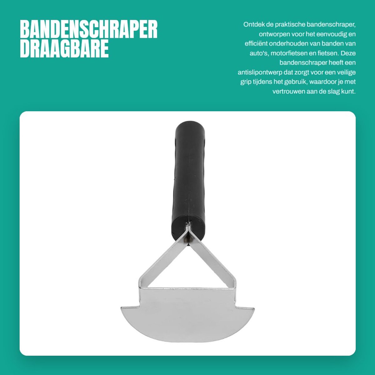 Dailygoods- Bandenschraper Antislip - Draagbare Bandenreparatieschraper - Metaal/Rubber - Universele Compatibiliteit - Veiligheid - Compact Formaat - Bandenreparatietool
